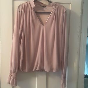 Express XL. Light pink Banded bottom dressy top. Sleeve detail.